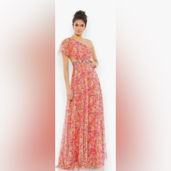 Mac Duggal 9157 NWT Long Floral One Shoulder Formal Dress - Picture 1 of 6
